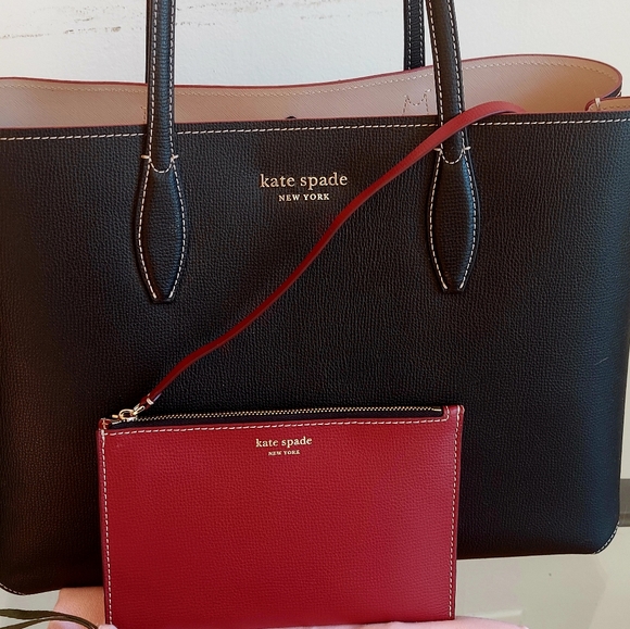 Kate Spade NWT large leather Tote w/detachable pouch - Picture 3 of 9